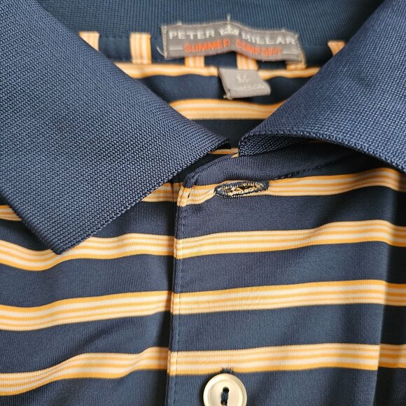 Peter Millar Summer Comfort Striped Collared Short Sleeve Polo Shirt Size Medium - Picture 6 of 11